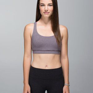 Lululemon Energy Bra - Size 10 - Hyper Stripe Grey/Mauve